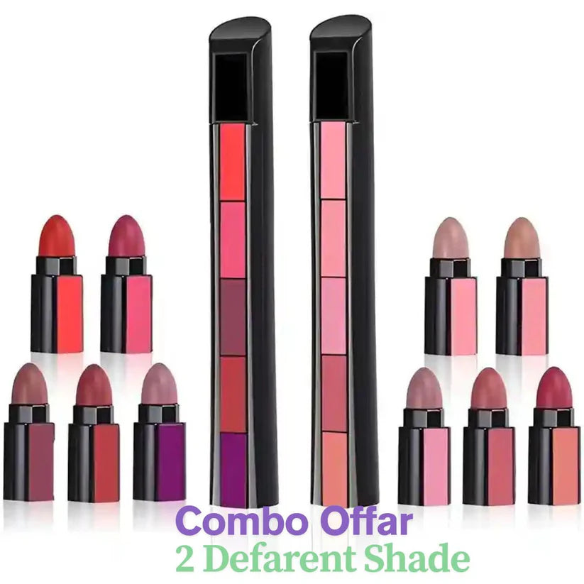 5 In 1 Matte Lipstick Kit Waterproof-2 Shade Combo