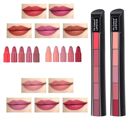 5 In 1 Matte Lipstick Kit Waterproof-2 Shade Combo