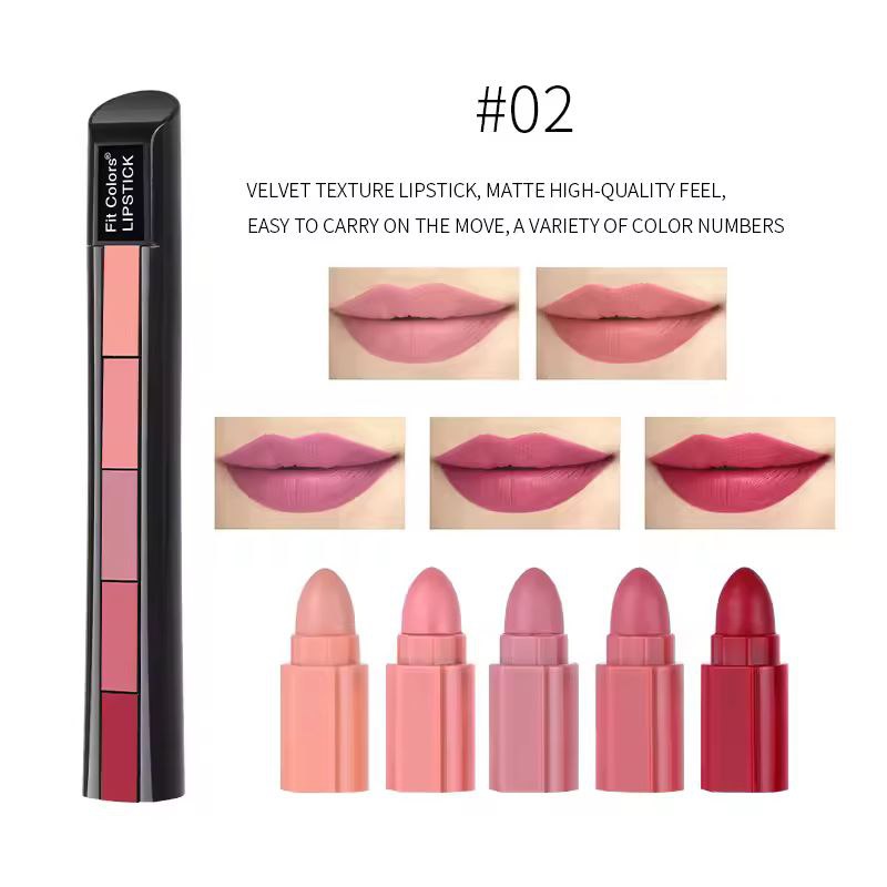 5 In 1 Matte Lipstick Kit Waterproof-2 Shade Combo